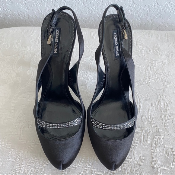 Giorgio Armani Shoes - Giorgio Armani satin crystal embellished pumps
